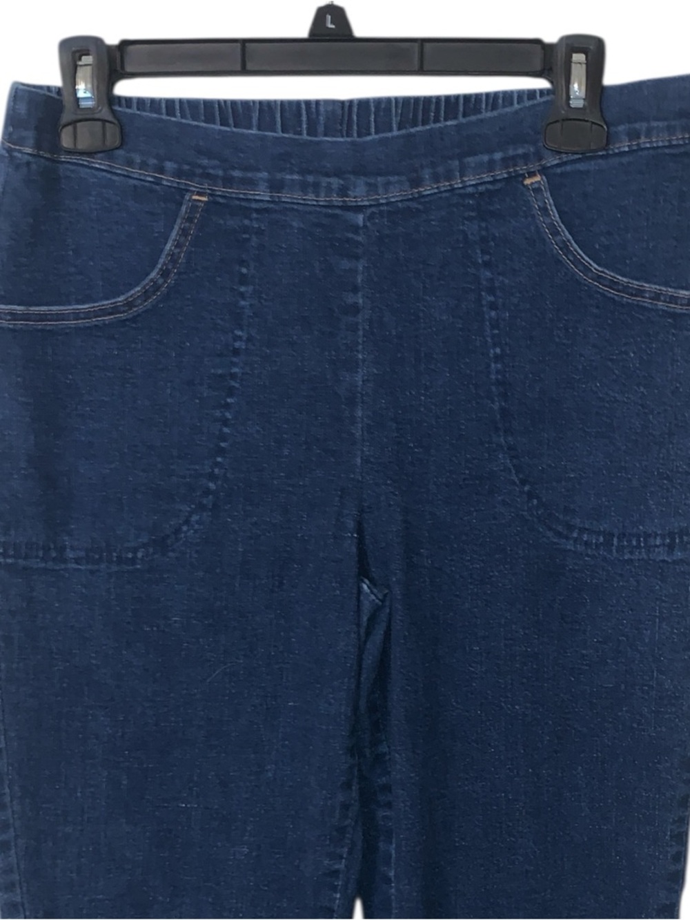 Real Size Dark Blue Stretch Pull-On Jeans Straight Leg Medium